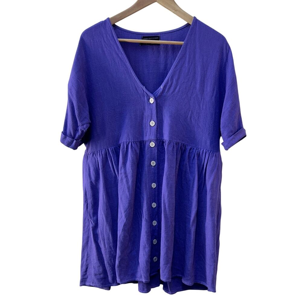 Urban Outfitters Babydoll Linen Blend 90's Style Dress Purple Women's Small